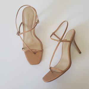 Reformation Ivy Strappy Stiletto Heel Sandals Tan Ankle Strap